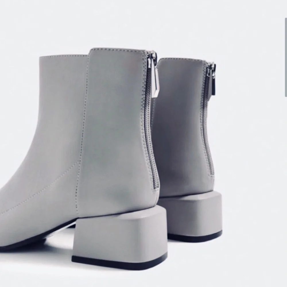 Zara TRF cube heel ankle boots (light grey) - Picture 10 of 12